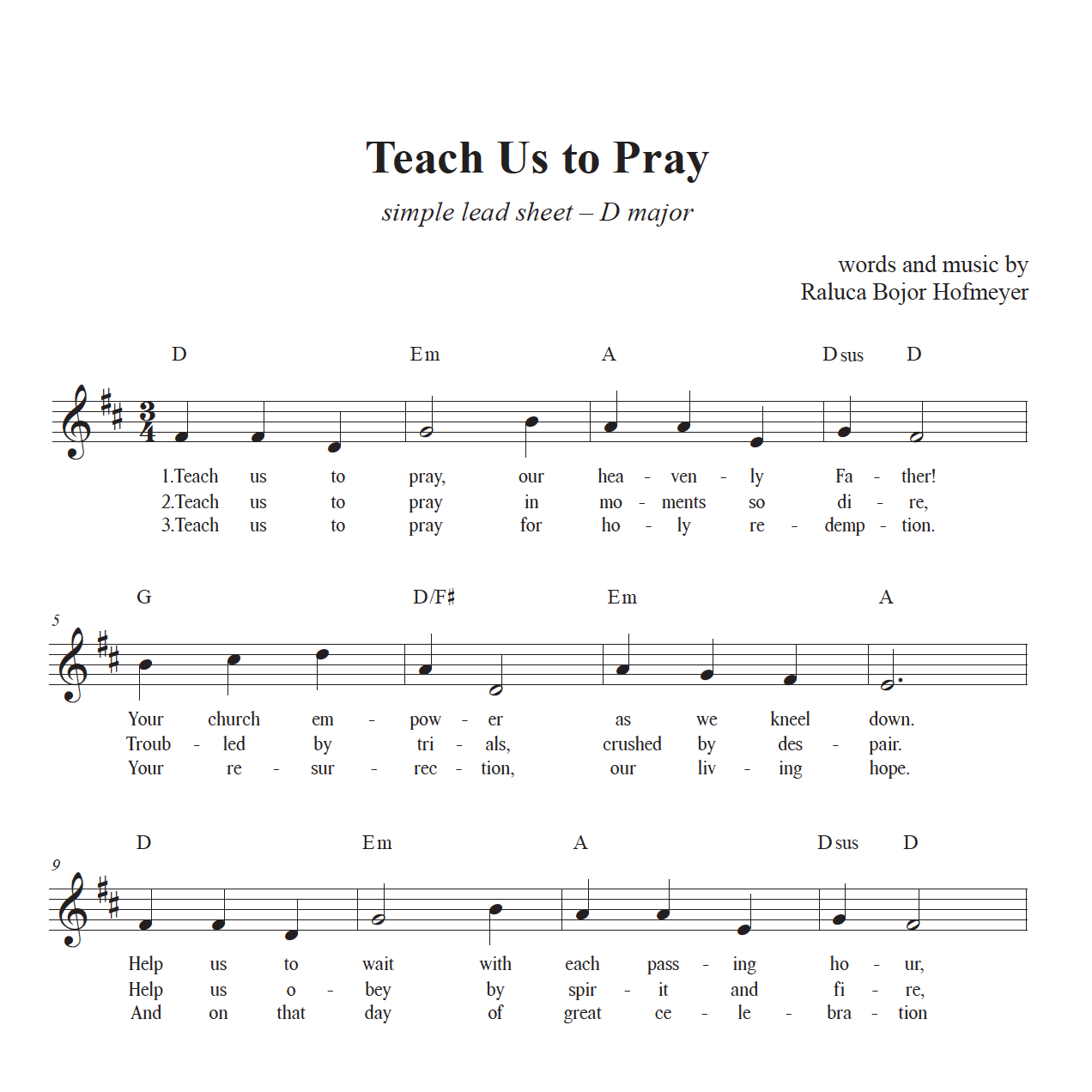 Teach Us to Pray - complete sheet music bundle