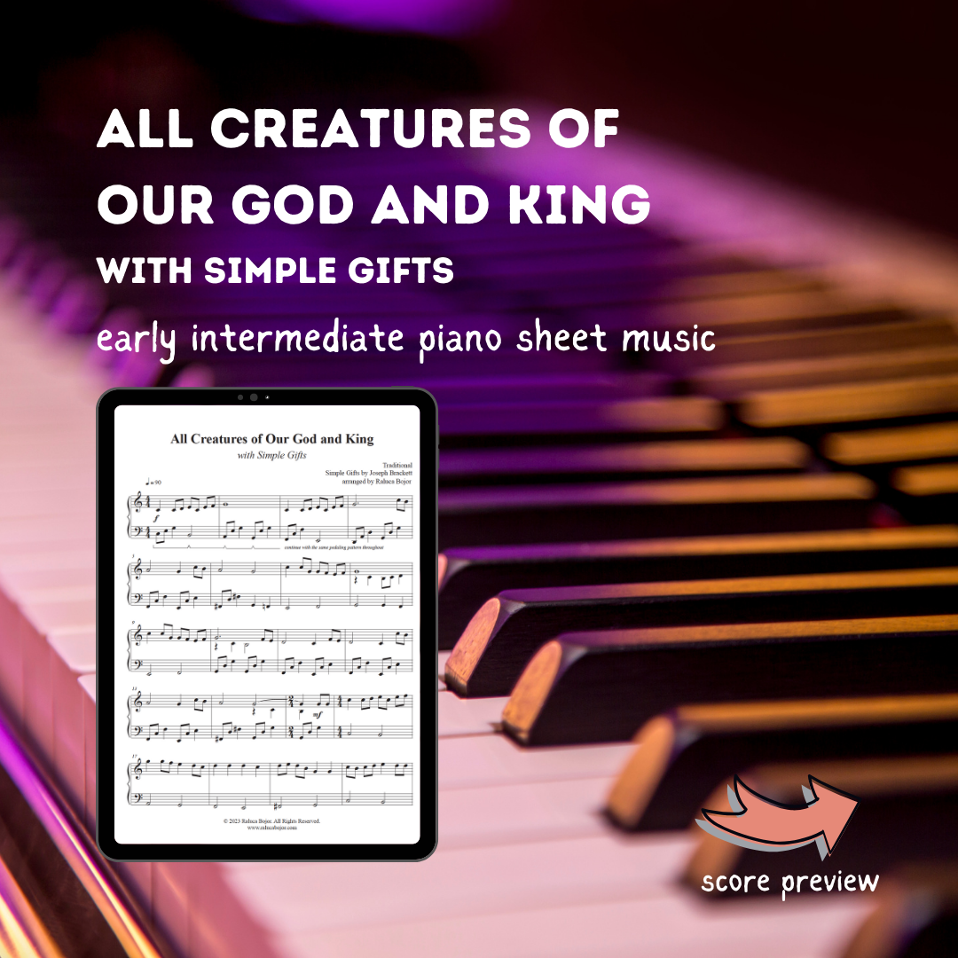 All Creatures of Our God and King (with Simple Gifts) - Early Intermediate Piano Arrangement Sheet Music