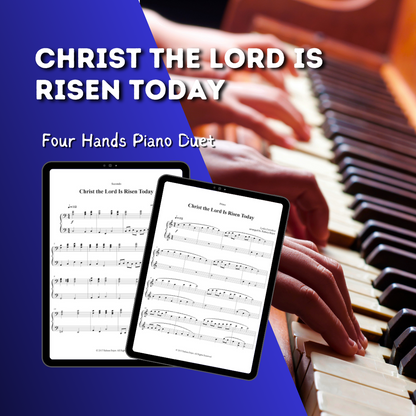 Christ the lord is risen today four hands piano duet sheet music pdf traditional hymn hymns church raluca bojor