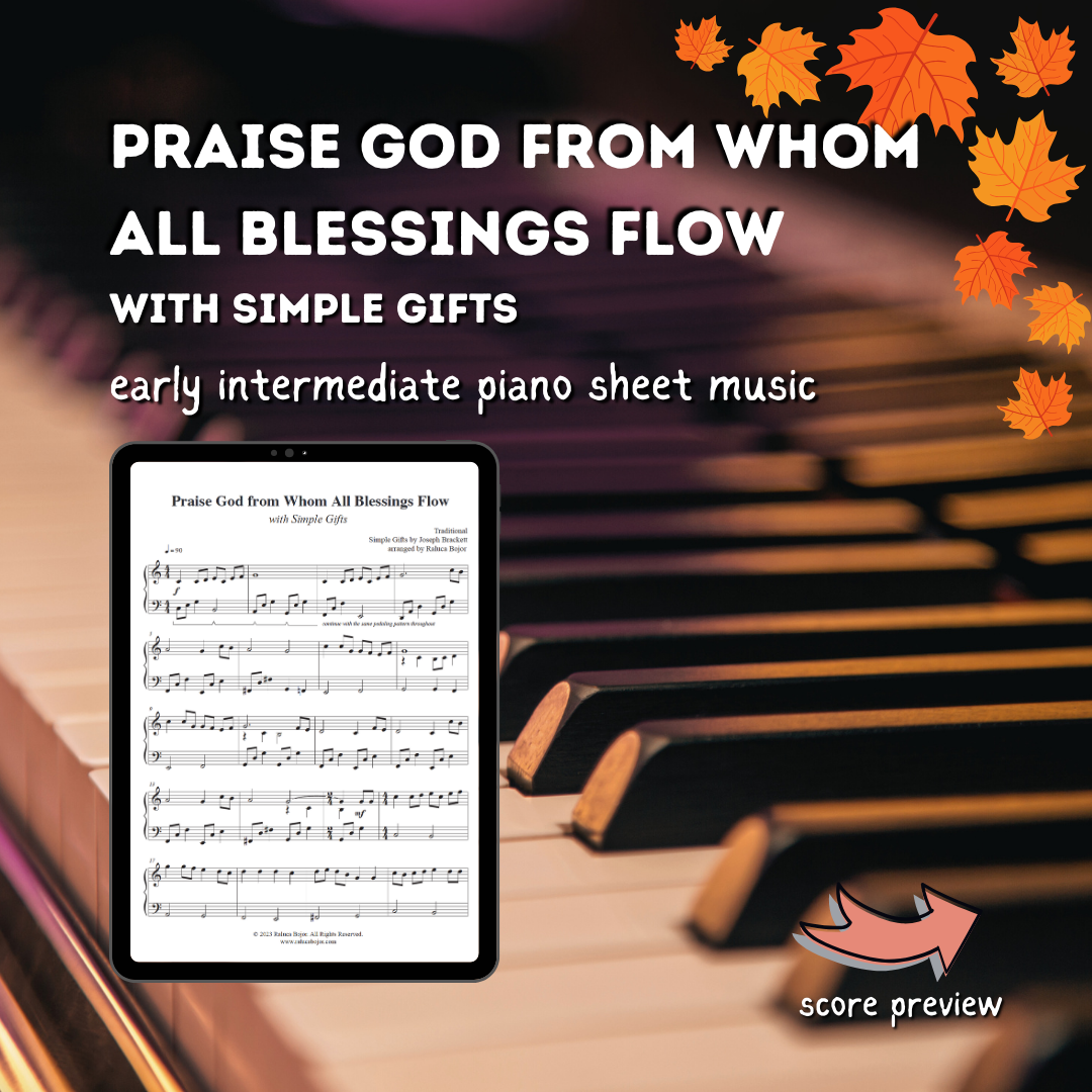 Praise God From Whom All Blessings Flow (with Simple Gifts) - Early Intermediate Piano Arrangement Sheet Music