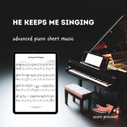 advanced piano arrangement sheet music church pianist prelude offertory postlude raluca bojor he keeps me singing gospel