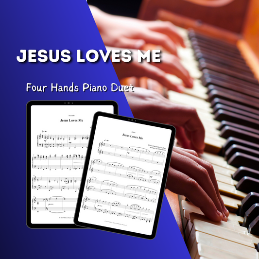 Jesus loves me four hands piano duet sheet music pdf traditional hymn hymns church raluca bojor