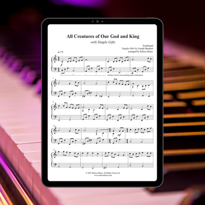 All Creatures of Our God and King (with Simple Gifts) - Early Intermediate Piano Arrangement Sheet Music