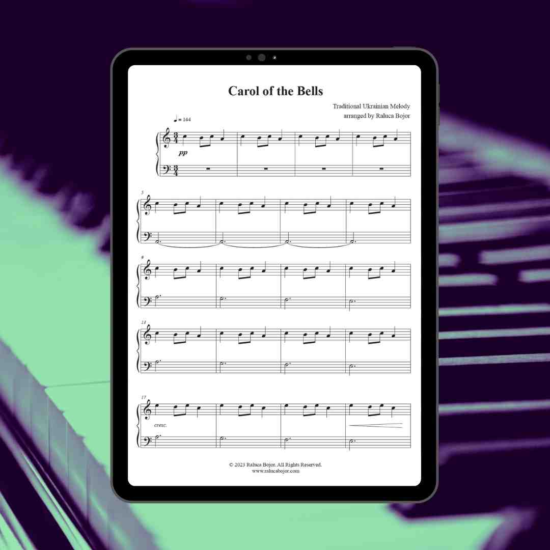 Carol of the Bells - Early Intermediate Piano Arrangement Sheet Music