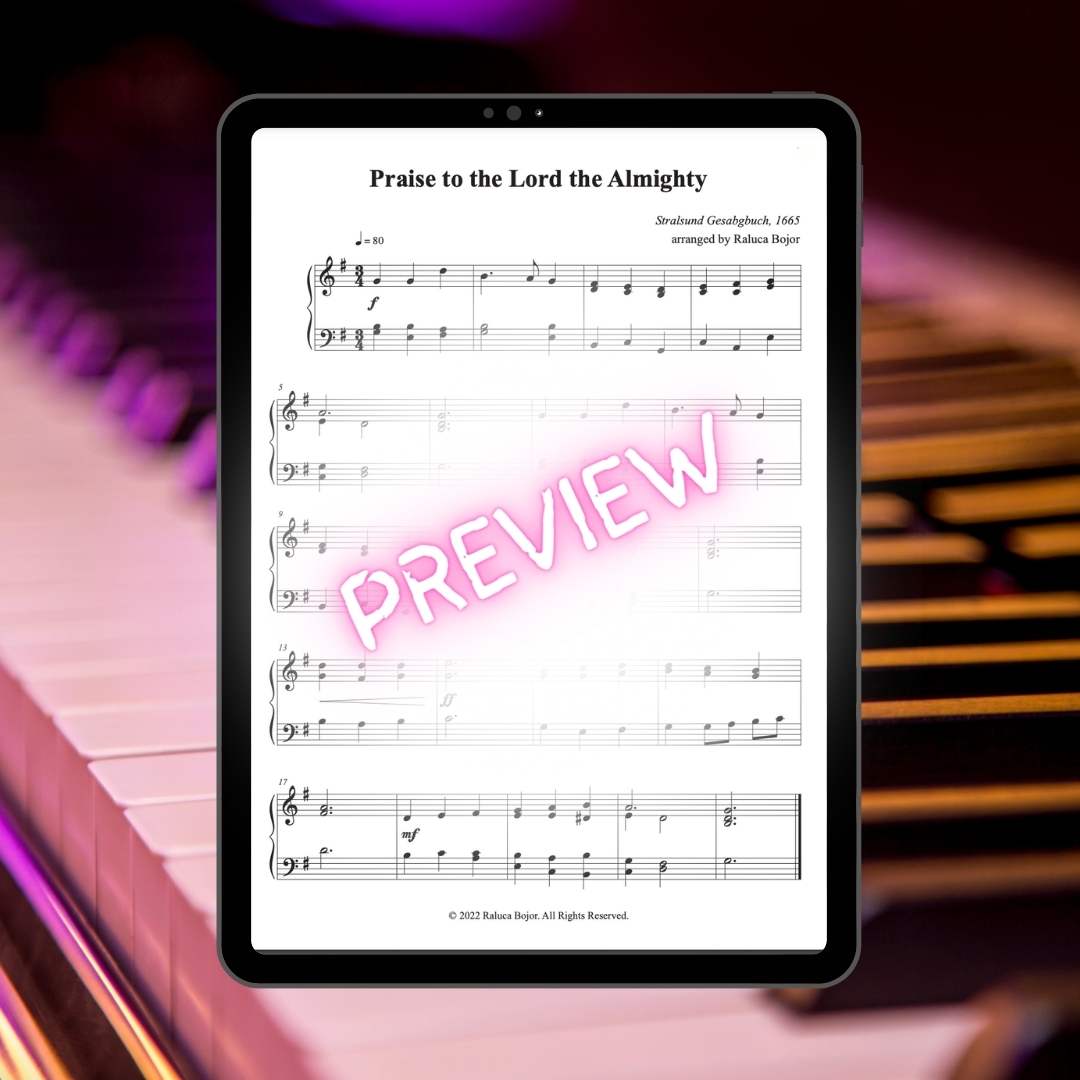 Praise to the Lord the Almighty – Early Intermediate Piano Arrangement Sheet Music