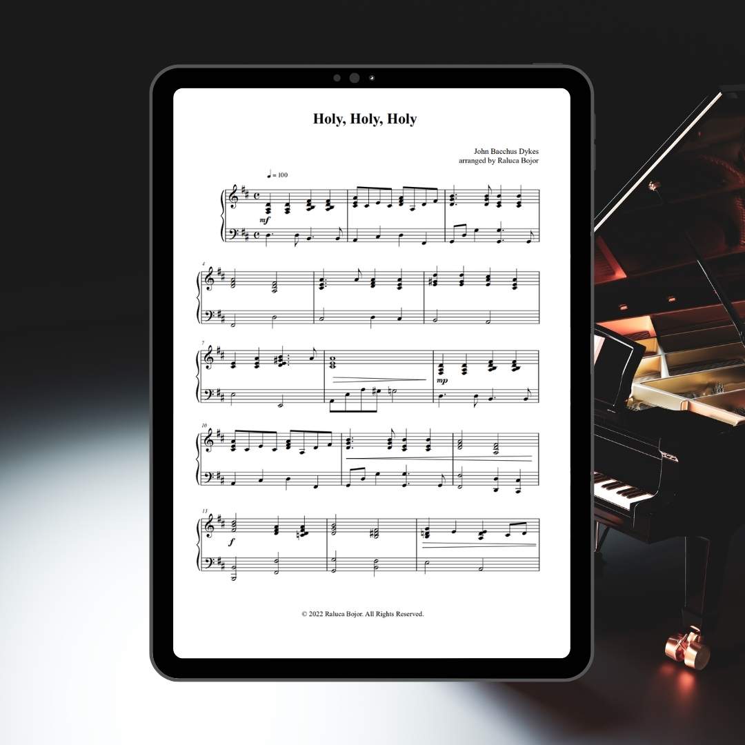 advanced piano arrangement sheet music church hymn worship song holy holy holy nicaea raluca bojor inspirational sunday morning worship service