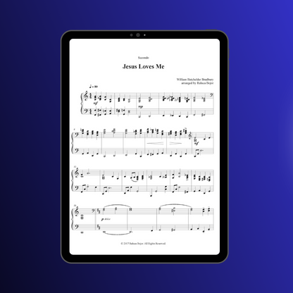 Jesus loves me four hands piano duet sheet music pdf traditional hymn hymns church raluca bojor