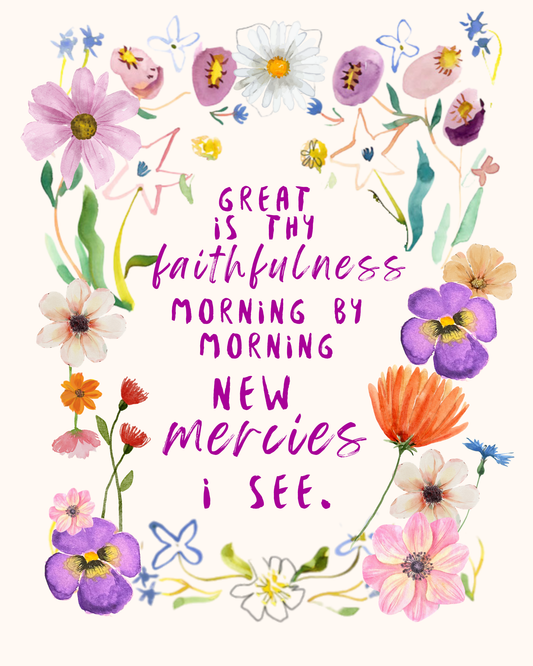 Great is thy faithfulness hymn lamentations morning by morning new mercies i see art print christian raluca bojor music bible verse word art gift