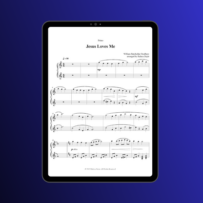 Jesus loves me four hands piano duet sheet music pdf traditional hymn hymns church raluca bojor