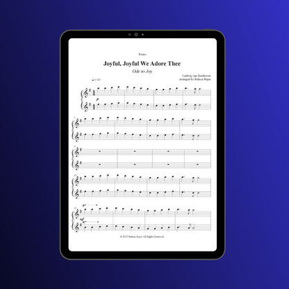 Joyful joyful we adore thee ode to joy piano duet sheet music pdf traditional hymn hymns church raluca bojor