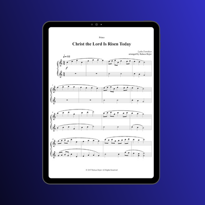 Christ the lord is risen today four hands piano duet sheet music pdf traditional hymn hymns church raluca bojor