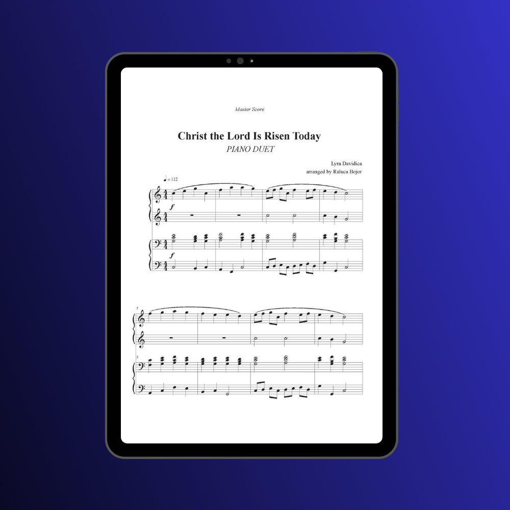 Christ the lord is risen today four hands piano duet sheet music pdf traditional hymn hymns church raluca bojor