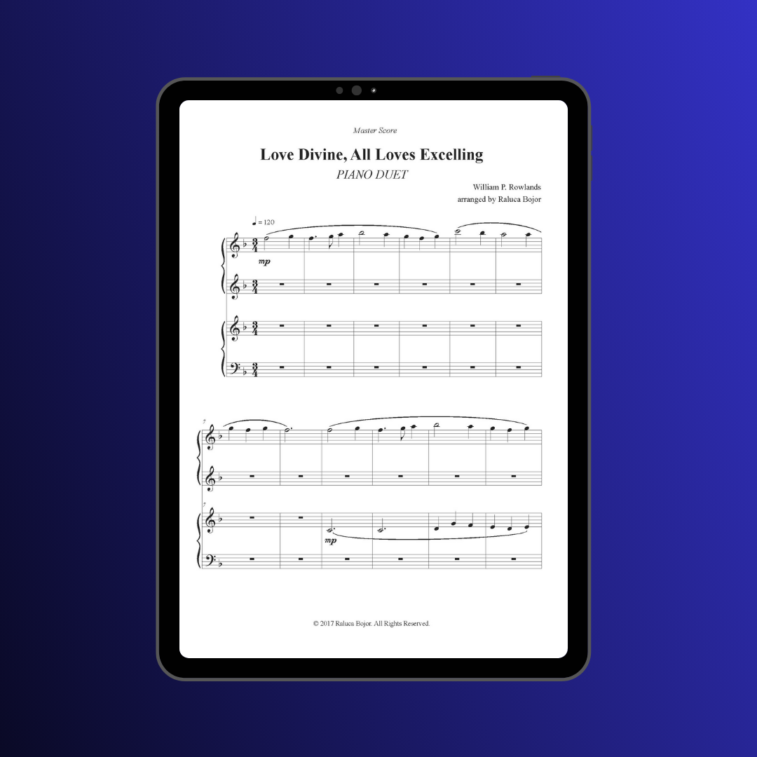 Love divine all loves excelling four hands piano duet sheet music pdf traditional hymn hymns church raluca bojor