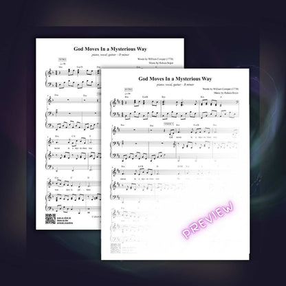 god moves in a mysterious way new alternate melody tune hymn worship song william cowper raluca bojor sheet music chord chart lead sheet