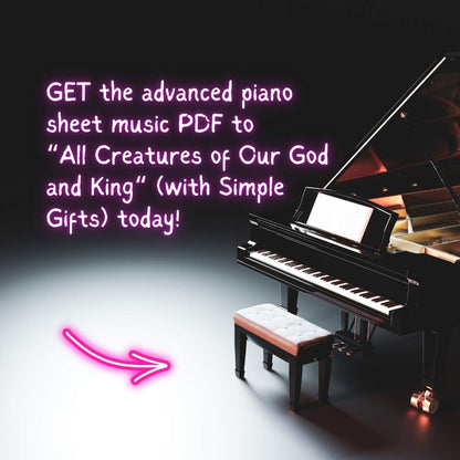 advanced piano arrangement all creatures of our god and king medley with simple gifts sheet music lass uns erfreuen raluca bojor church prelude offertory postlude