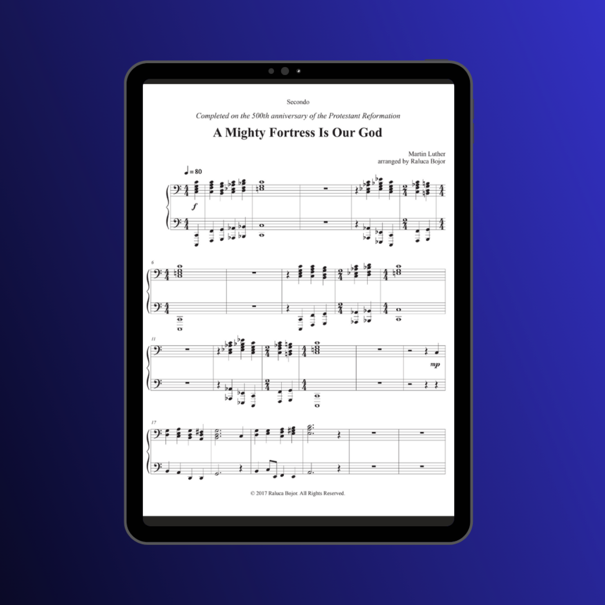 A mighty fortress is our god four hands piano duet sheet music pdf traditional hymn hymns church raluca bojor