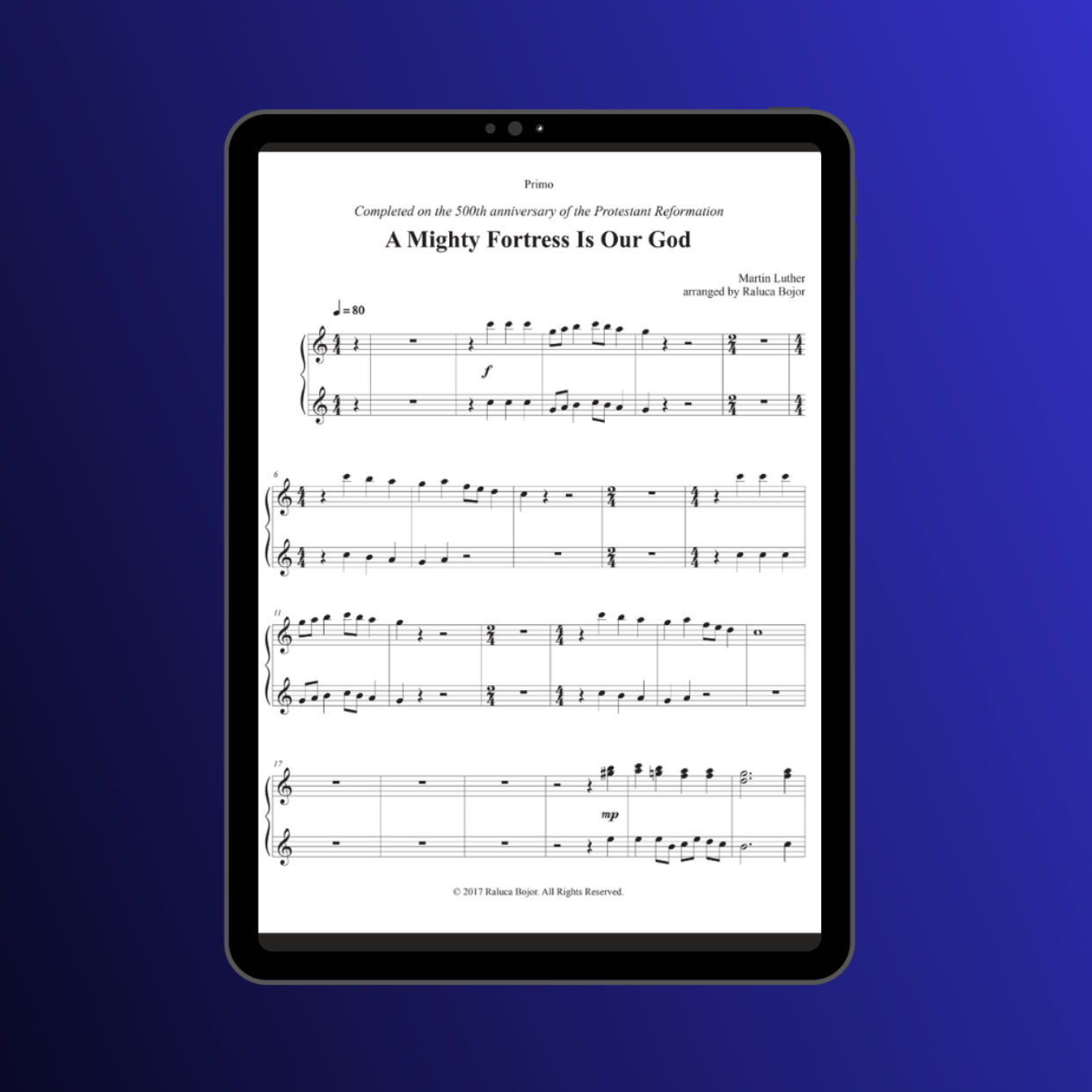 A mighty fortress is our god four hands piano duet sheet music pdf traditional hymn hymns church raluca bojor