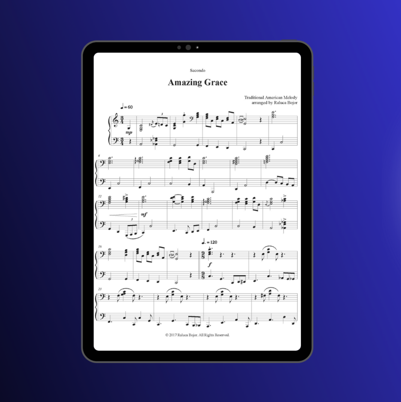 Amazing grace four hands piano duet sheet music pdf traditional hymn hymns church raluca bojor