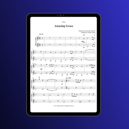 Amazing grace four hands piano duet sheet music pdf traditional hymn hymns church raluca bojor