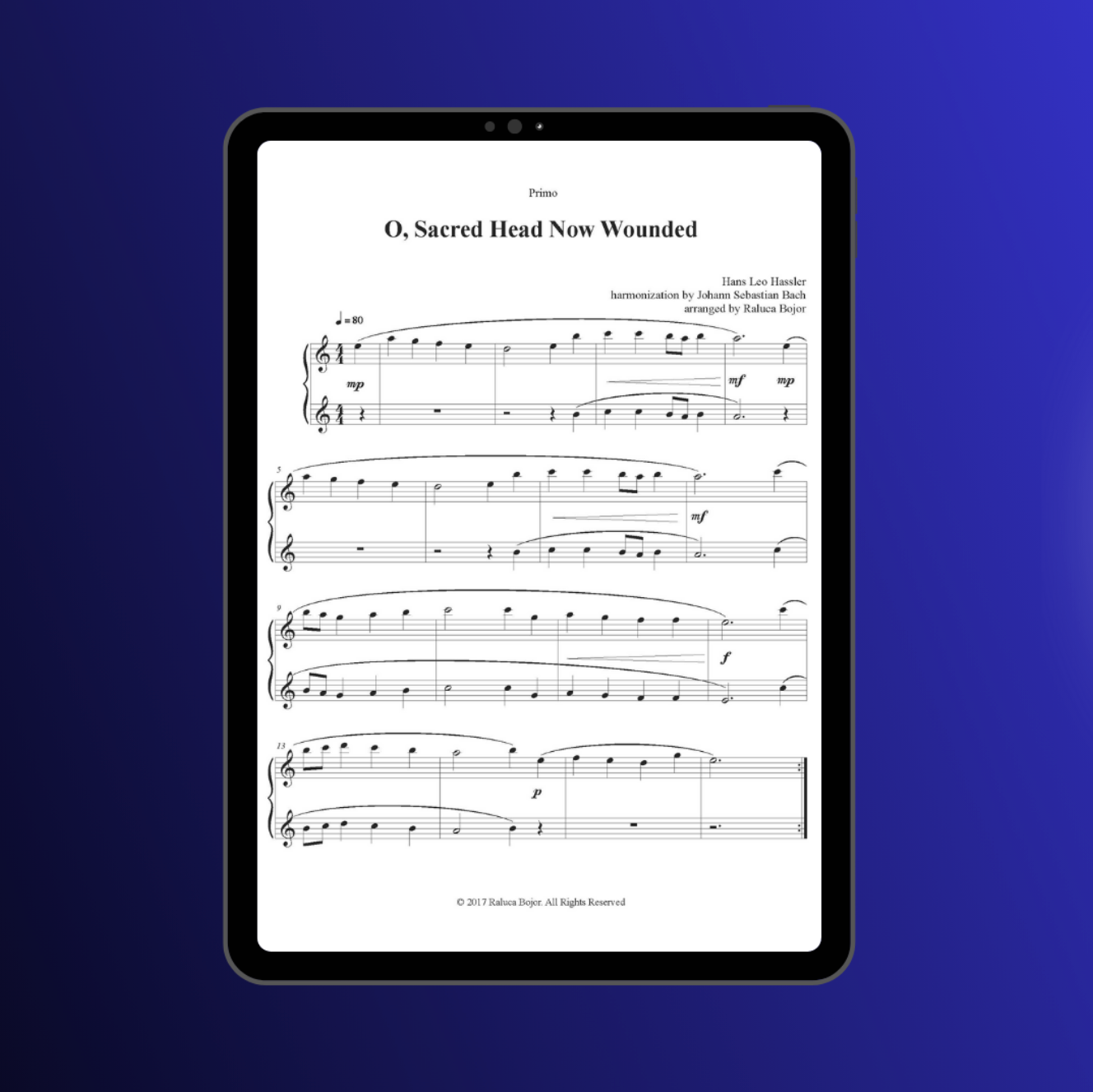 O sacred head no wounded oh sacred head now wounded piano duet sheet music pdf traditional hymn hymns church raluca bojor