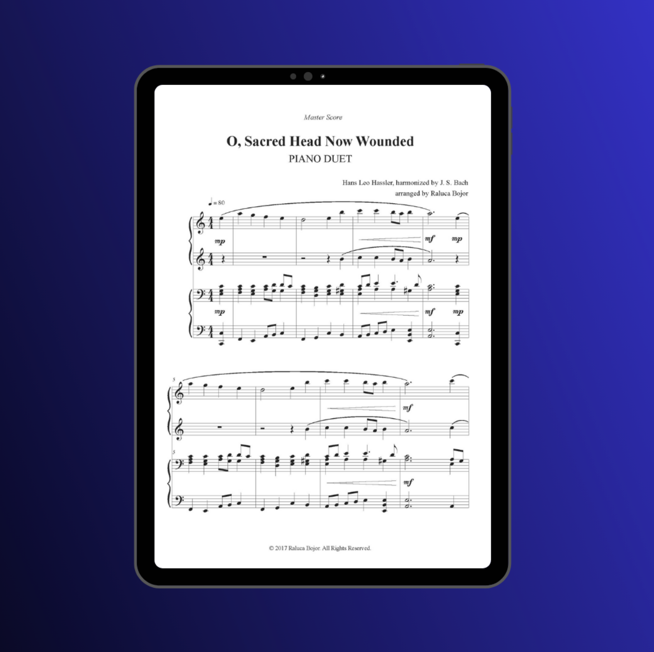 O sacred head no wounded oh sacred head now wounded piano duet sheet music pdf traditional hymn hymns church raluca bojor