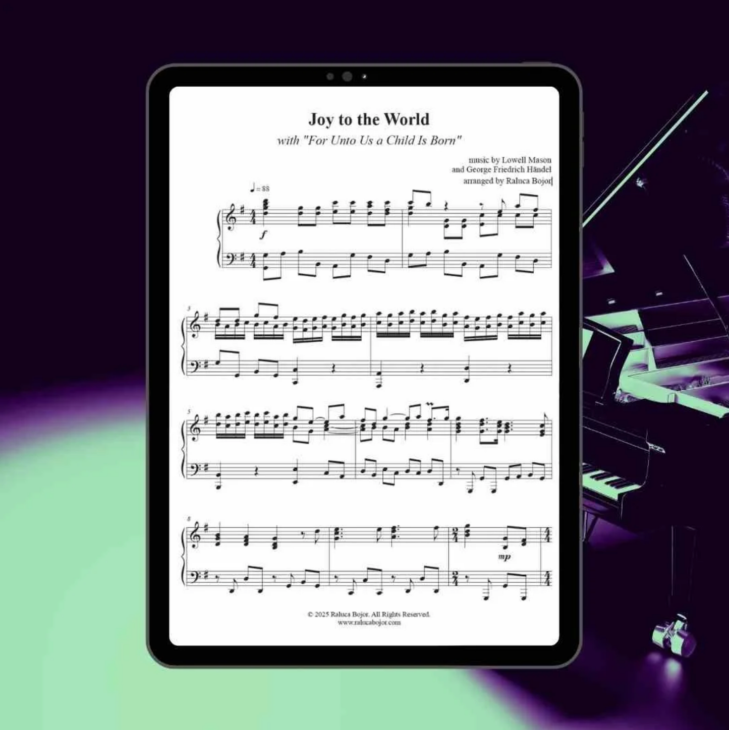 Joy To The World (With For Unto Us A Child Is Born) - Advanced Piano Arrangement Sheet Music
