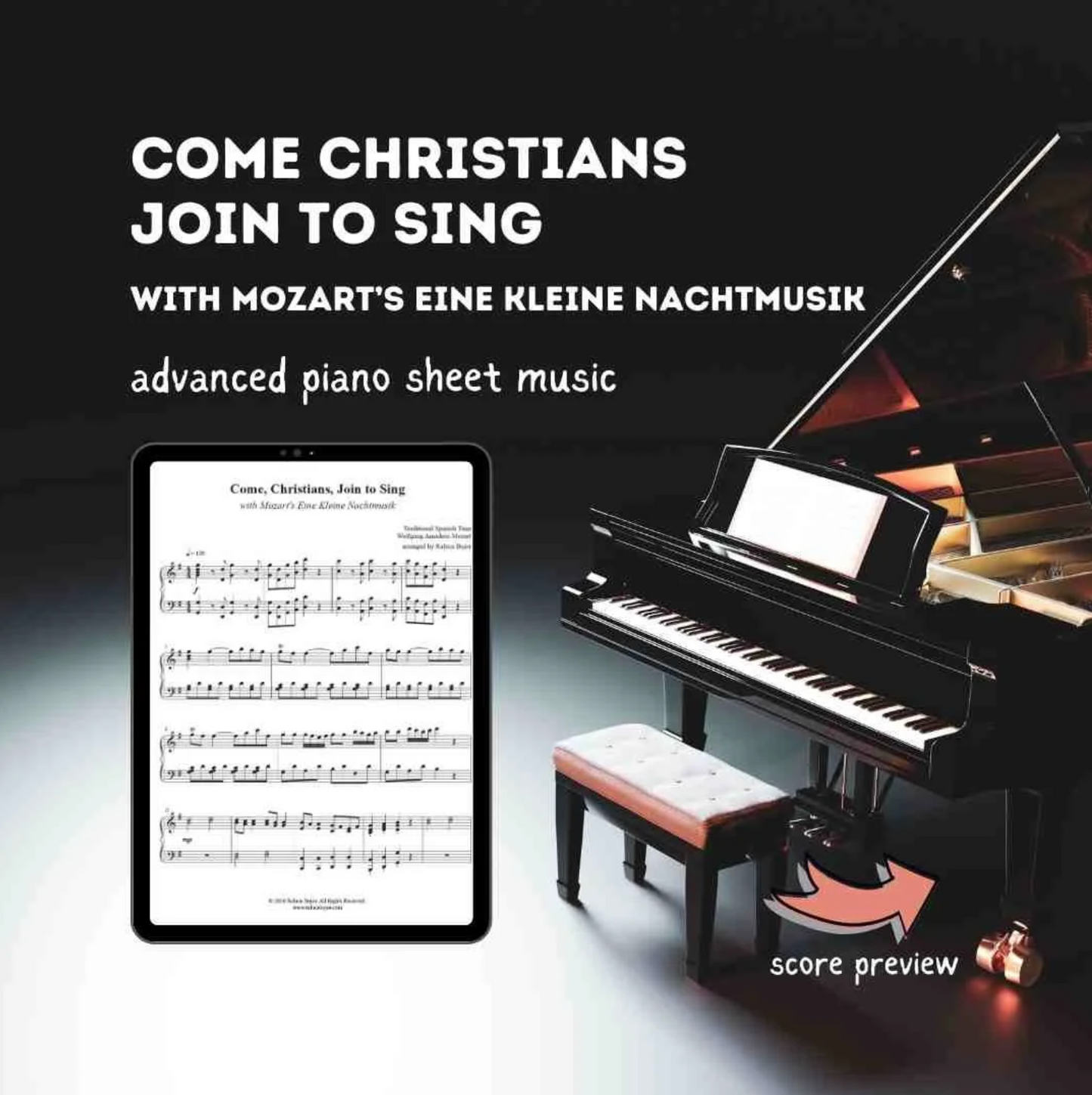 Come, Christians, Join To Sing (With Mozart)  - Advanced Piano Arrangement Sheet Music
