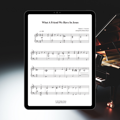 advanced piano arrangement sheet music church hymn gospel style raluca bojor what a friend we have in jesus church pianist prelude offertory postlude worship