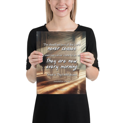 Great is thy faithfulness hymn lamentations the steadfast love of the lord never ceases his mercies are new every morning art print christian raluca bojor music bible verse word art