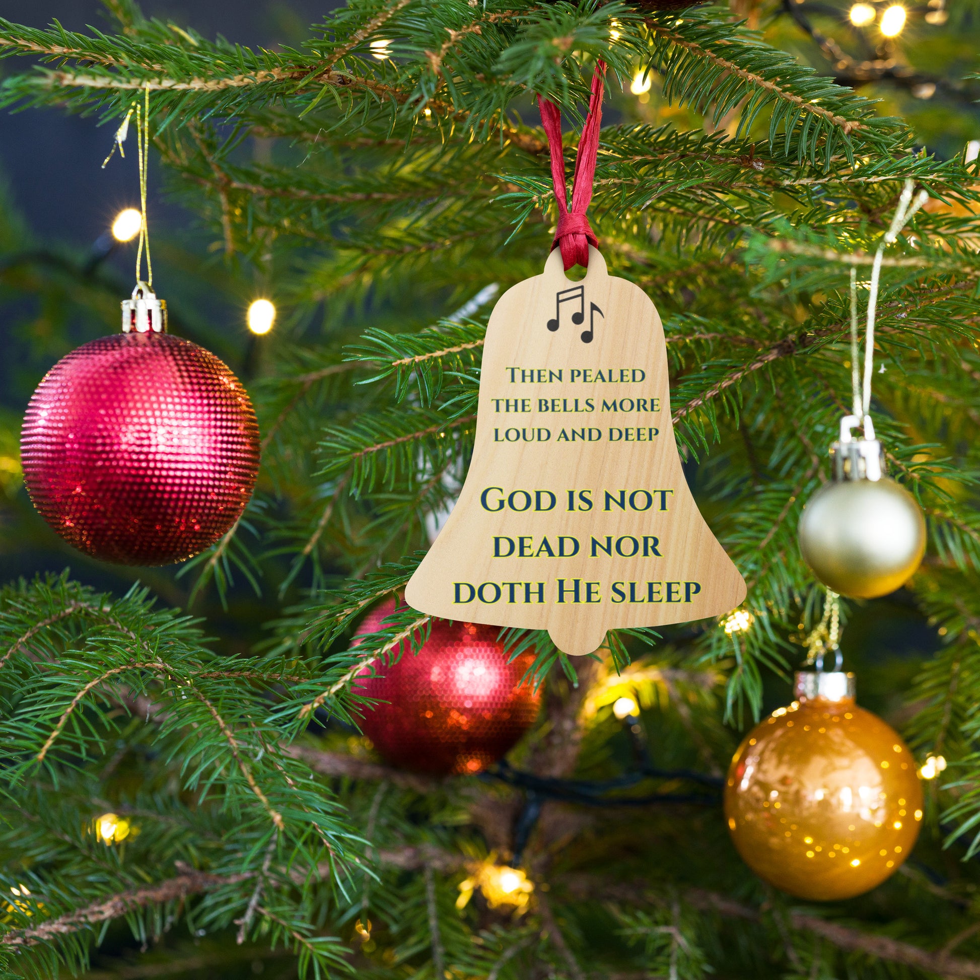 christmas ornament christian gift ideas holiday season carols i heard the bells on christmas day then pealed the bells god is dead nor doth he sleep